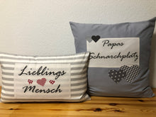 Lade das Bild in den Galerie-Viewer, 1x Landhausstil Kissenhülle * Kissenbezug * Dekokissen grau * Papas Schnarchplatz *