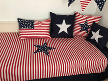 Load image into Gallery viewer, Patchwork blanket, bedspread, children's blanket, bed throw *USA* 130cm x 200cm blue/red striped