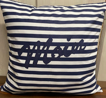 Lade das Bild in den Galerie-Viewer, 1x Maritime Kissenhülle, Kissenbezug, Landhausstil Kissen, Anker blau/weiß