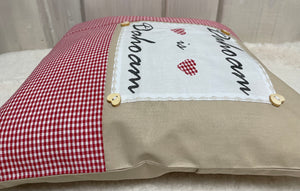 Landhausstil Kissenhülle, Landhaus Dekokissen*Dahoam is Dahoam * rot/beige kariert