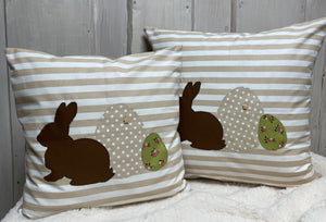 1 Landhausstill Kissenhülle, Kissenbezug, Osterkissen,Ostern beige/braun