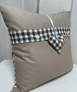 Landhausstil Kissenhülle * Kissenbezug * Bauernstube Dekokissen * beige/braun, kariert