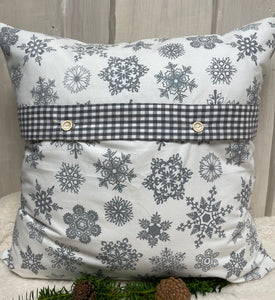 1x Weihnachtliche Landhausstil Kissenhülle * Kissenbezug * Dekokissen * weiß/grau