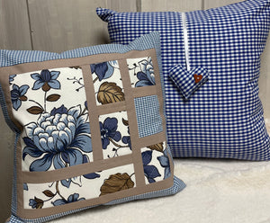 Landhausstil Kissenhülle * Kissenbezug * Bauernstube Dekokissen * blau/weiß kariert