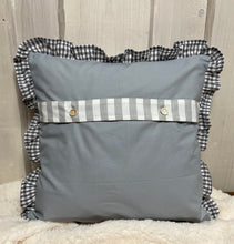 Load image into Gallery viewer, 1x country house style cushion cover * cushion cover with ruffles * decorative cushion * hearts * grey/white
