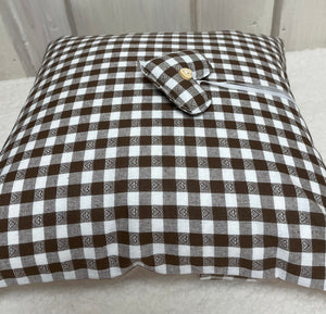 Landhausstil Kissenhülle * Kissenbezug * Bauernstube Dekokissen * beige/braun, kariert