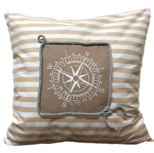 Lade das Bild in den Galerie-Viewer, Maritime Kissenhülle, Kissenbezug, Landhausstil Kissen * Kompass * beige/weiß
