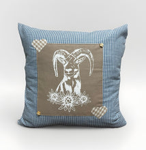 Lade das Bild in den Galerie-Viewer, 1 Landhausstil Kissenhülle, Kissenbezug, Dekokissen * Jäger Mufflon * blau /beige
