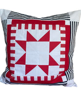 Carregar imagem no visualizador da galeria, Patchwork Kissenhülle, Landhausstil Kissenbezug, rot/weiß 40x40cm
