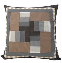 Lade das Bild in den Galerie-Viewer, Patchwork Kissenhülle, Landhausstil Kissenbezug, grau/beige 40x40cm
