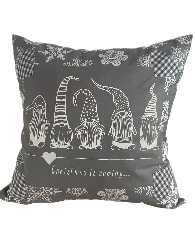 Weihnachtliche Kissenhülle * Landhausstil Kissenbezug * Dekokissen *grau/weiß