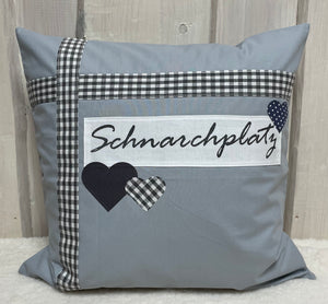 Landhausstil Kissenhülle * Kissenbezug * Dekokissen * Schnarchplatz* grau 40x40cm.