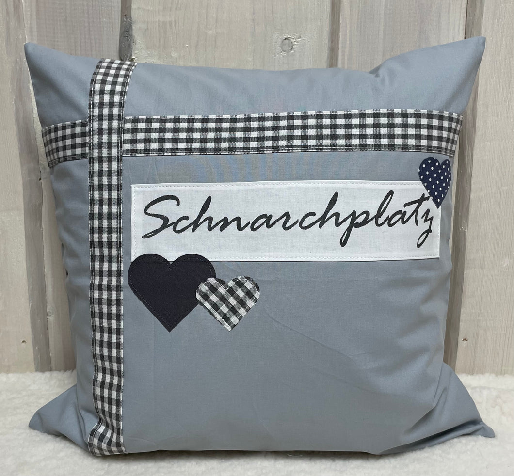 Landhausstil Kissenhülle * Kissenbezug * Dekokissen * Schnarchplatz* grau 40x40cm.