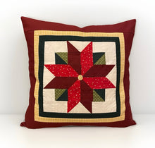 Lade das Bild in den Galerie-Viewer, Patchwork Kissenhülle, Landhausstil Kissenbezug, rot/grün/weiß 40x40cm
