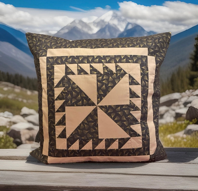 Patchwork Kissenhülle, Landhausstil Kissenbezug, grau/beige  50x50cm