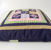 Charger l'image dans la galerie, Patchwork Kissenhülle, Landhausstil Kissenbezug, blau/bunt 40x40cm
