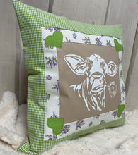 Carregar imagem no visualizador da galeria, Patchwork Kissenhülle, Landhausstil Kissenbezug, beige/grün 40x40cm.

