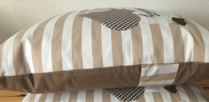 Landhausstil Kissenhülle * Kissenbezug * Dekokissen beige/weiß * Opas Lieblingsplatz *beige/weiß