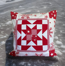 Carregar imagem no visualizador da galeria, Patchwork Kissenhülle, Landhausstil Kissenbezug, rot/weiß 40x40cm

