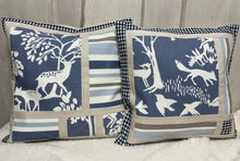 Carregar imagem no visualizador da galeria, Patchwork Kissenhülle, Landhausstil Kissenbezug, blau / creme 40x40cm.

