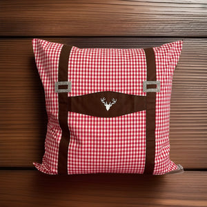1x Landhausstil Kissenhülle * Kissenbezug * Bauernstube Dekokissen *Bayern* braun/rot