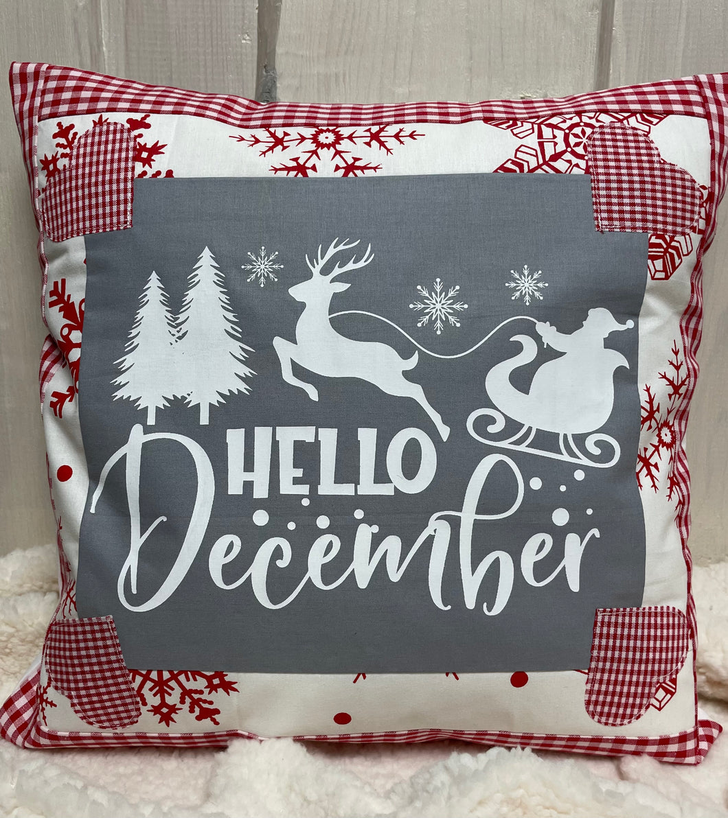 Patchwork Kissenhülle, Landhausstil Kissenbezug, rot/grau/weiß 40x40cm.