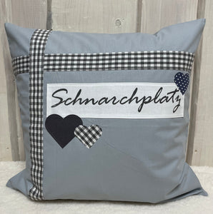 Landhausstil Kissenhülle * Kissenbezug * Dekokissen * Schnarchplatz* grau 40x40cm.