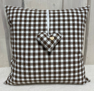 Landhausstil Kissenhülle * Kissenbezug * Bauernstube Dekokissen * beige/braun, kariert