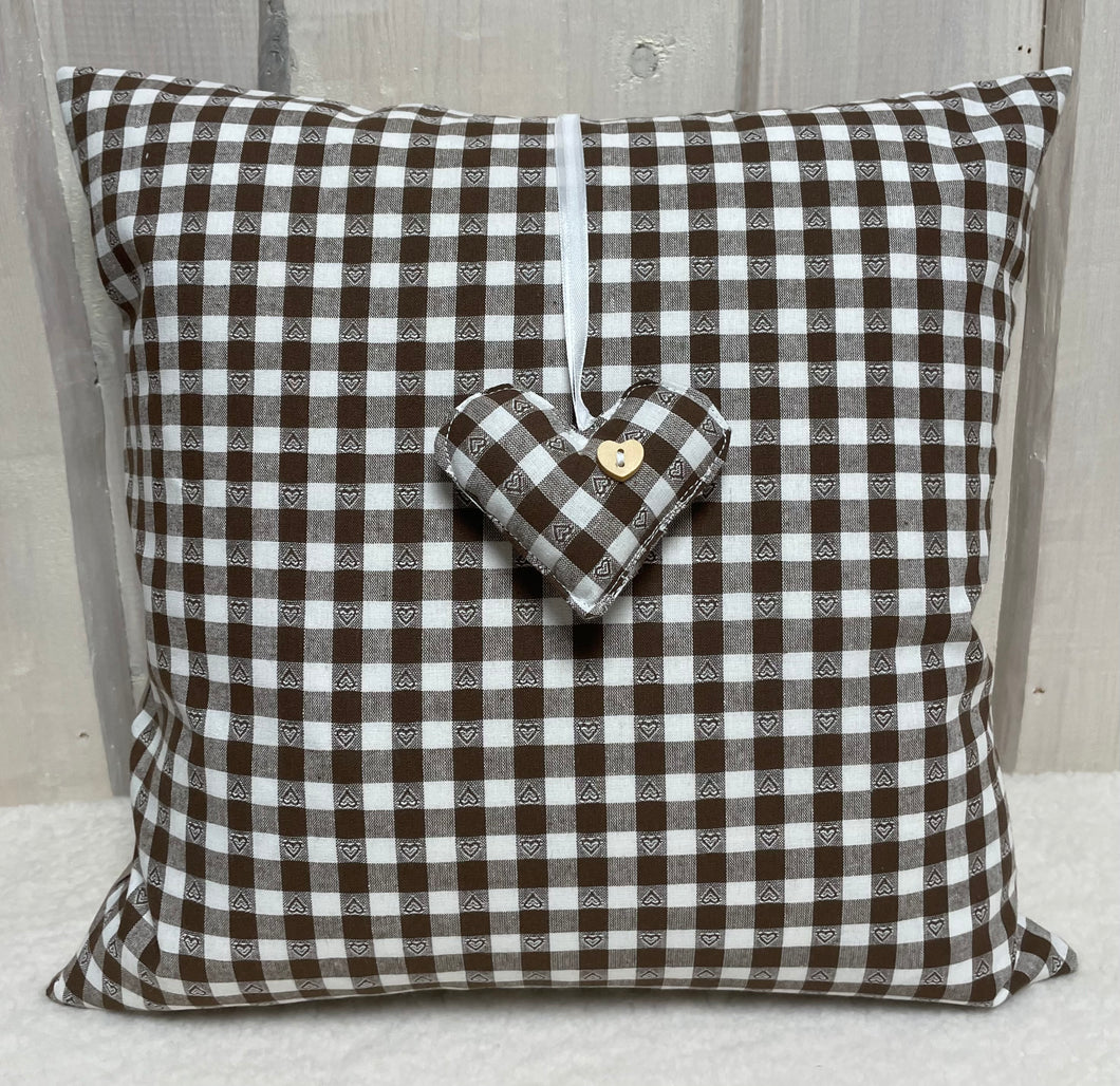 Landhausstil Kissenhülle * Kissenbezug * Bauernstube Dekokissen * beige/braun, kariert