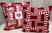 Load image into Gallery viewer, Patchwork cushion cover, country house style cushion cover, red/white 40x40cm.
