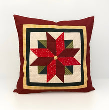 Lade das Bild in den Galerie-Viewer, Patchwork Kissenhülle, Landhausstil Kissenbezug, rot/grün/weiß 40x40cm
