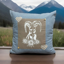 Lade das Bild in den Galerie-Viewer, 1 Landhausstil Kissenhülle, Kissenbezug, Dekokissen * Jäger Mufflon * blau /beige
