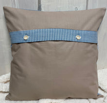 Carregar imagem no visualizador da galeria, Patchwork Kissenhülle, Landhausstil Kissenbezug blau/beige 40x40cm.
