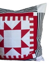 Carregar imagem no visualizador da galeria, Patchwork Kissenhülle, Landhausstil Kissenbezug, rot/weiß 40x40cm
