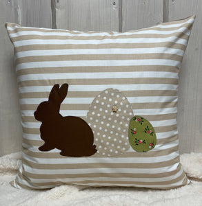 1 Landhausstill Kissenhülle, Kissenbezug, Osterkissen,Ostern beige/braun