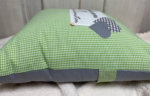 Country house style cushion cover, cushion cover, country house cushion, decorative cushion *Dahoam is most beautiful* green/gray