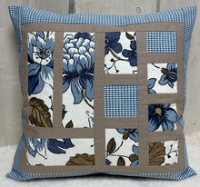 Carregar imagem no visualizador da galeria, Patchwork Kissenhülle, Landhausstil Kissenbezug, blau / beige 40x40cm.
