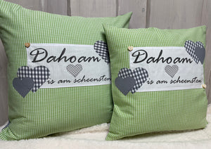 Country house style cushion cover, cushion cover, country house cushion, decorative cushion *Dahoam is most beautiful* green/gray