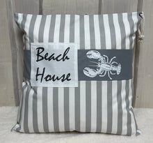 Lade das Bild in den Galerie-Viewer, Maritime Kissenhülle, Kissenbezug, Landhausstil Kissen, Dekokissen Beach House grau/weiß
