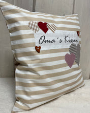 Lade das Bild in den Galerie-Viewer, Landhausstil Kissenhülle, Kissenbezug Dekokissen Oma’s Kissen, beige/weiß gestreift
