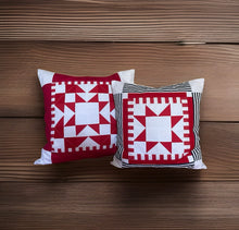 Carregar imagem no visualizador da galeria, Patchwork Kissenhülle, Landhausstil Kissenbezug, rot/weiß 40x40cm
