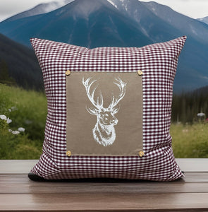 1x country house style cushion cover * cushion cover * farmhouse decorative cushion *deer* beige/wine red