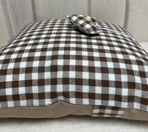 Landhausstil Kissenhülle * Kissenbezug * Bauernstube Dekokissen * beige/braun, kariert