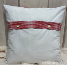 Carregar imagem no visualizador da galeria, Patchwork Kissenhülle, Landhausstil Kissenbezug, rot/weiß 40x40cm.
