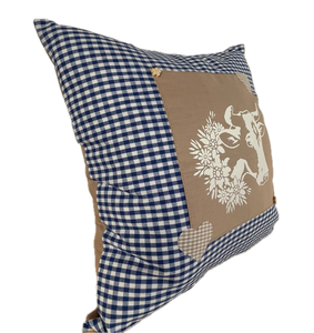 Landhausstil Kissenhülle * Kissenbezug * Dekokissen * Kuh* blau/beige