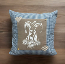 Lade das Bild in den Galerie-Viewer, 1 Landhausstil Kissenhülle, Kissenbezug, Dekokissen * Jäger Mufflon * blau /beige
