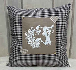 1 country house style cushion cover, cushion cover, decorative cushion * Cow * Brown