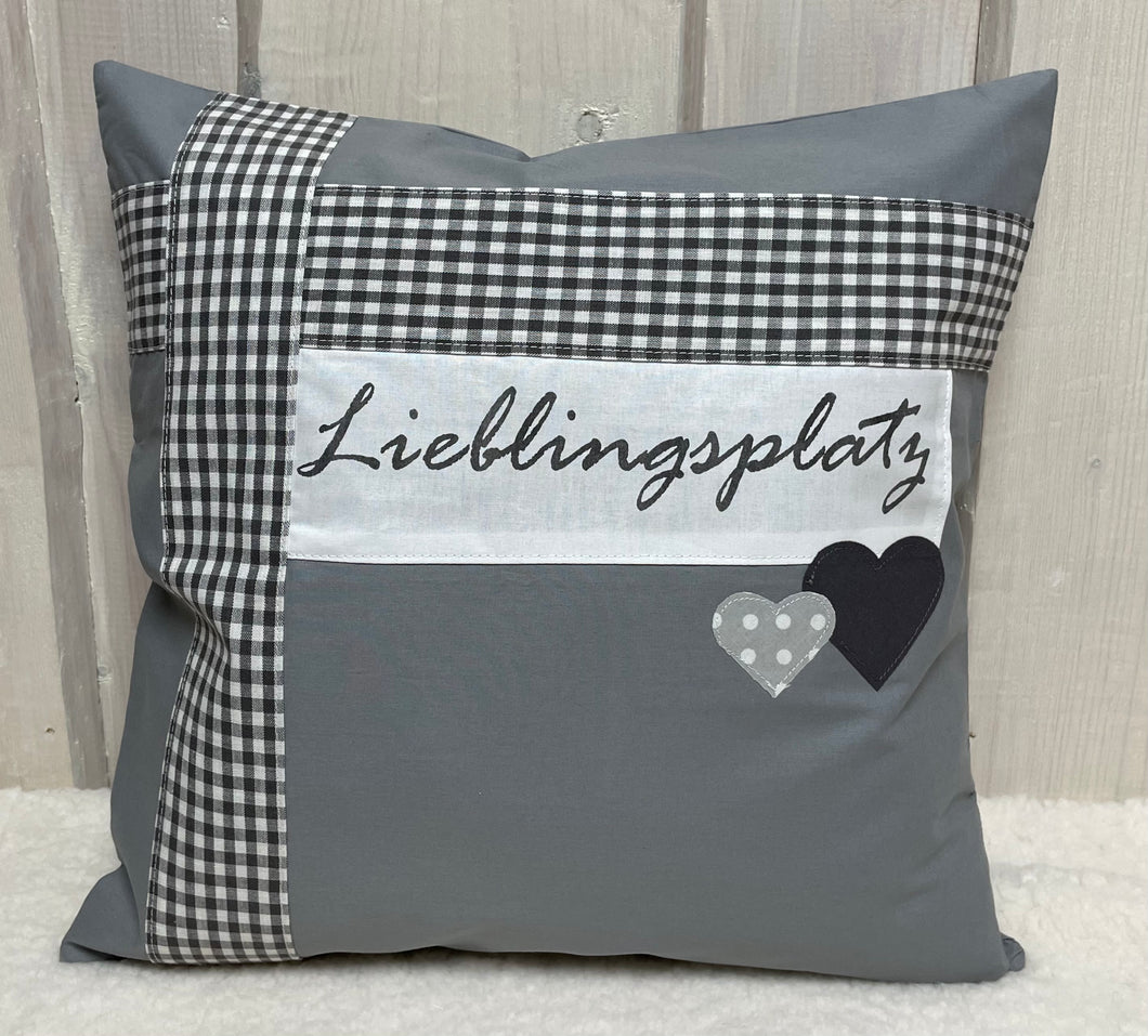 Landhausstil Kissenhülle * Kissenbezug * Dekokissen * Lieblingsplatz * grau
