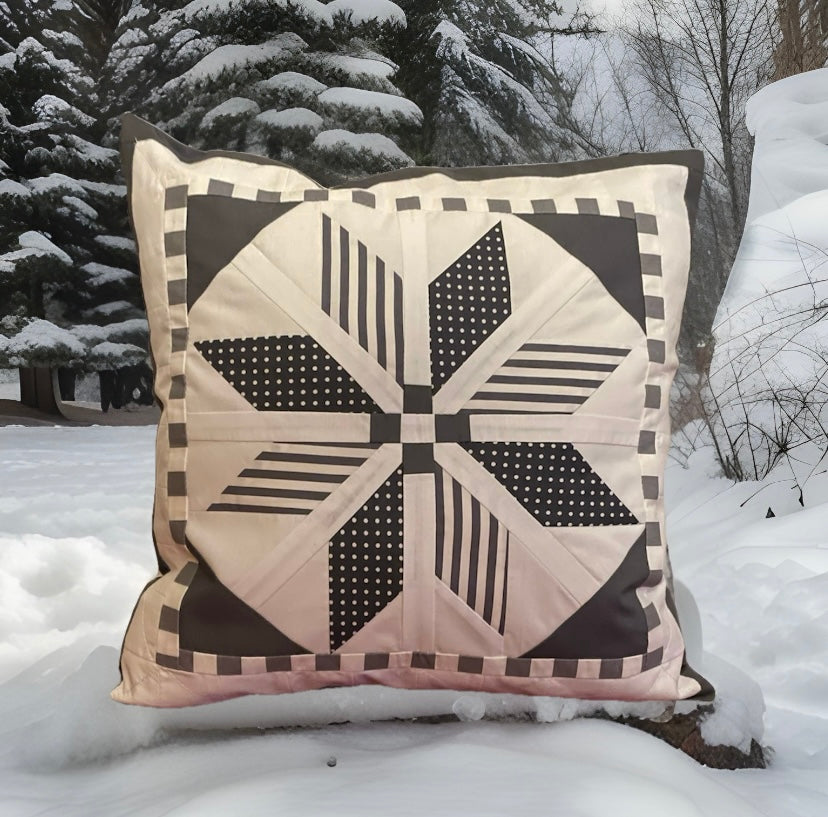 Patchwork Kissenhülle, Landhausstil Kissenbezug, grau/weiß 40x40cm