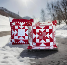 Carregar imagem no visualizador da galeria, Patchwork Kissenhülle, Landhausstil Kissenbezug, rot/weiß 40x40cm
